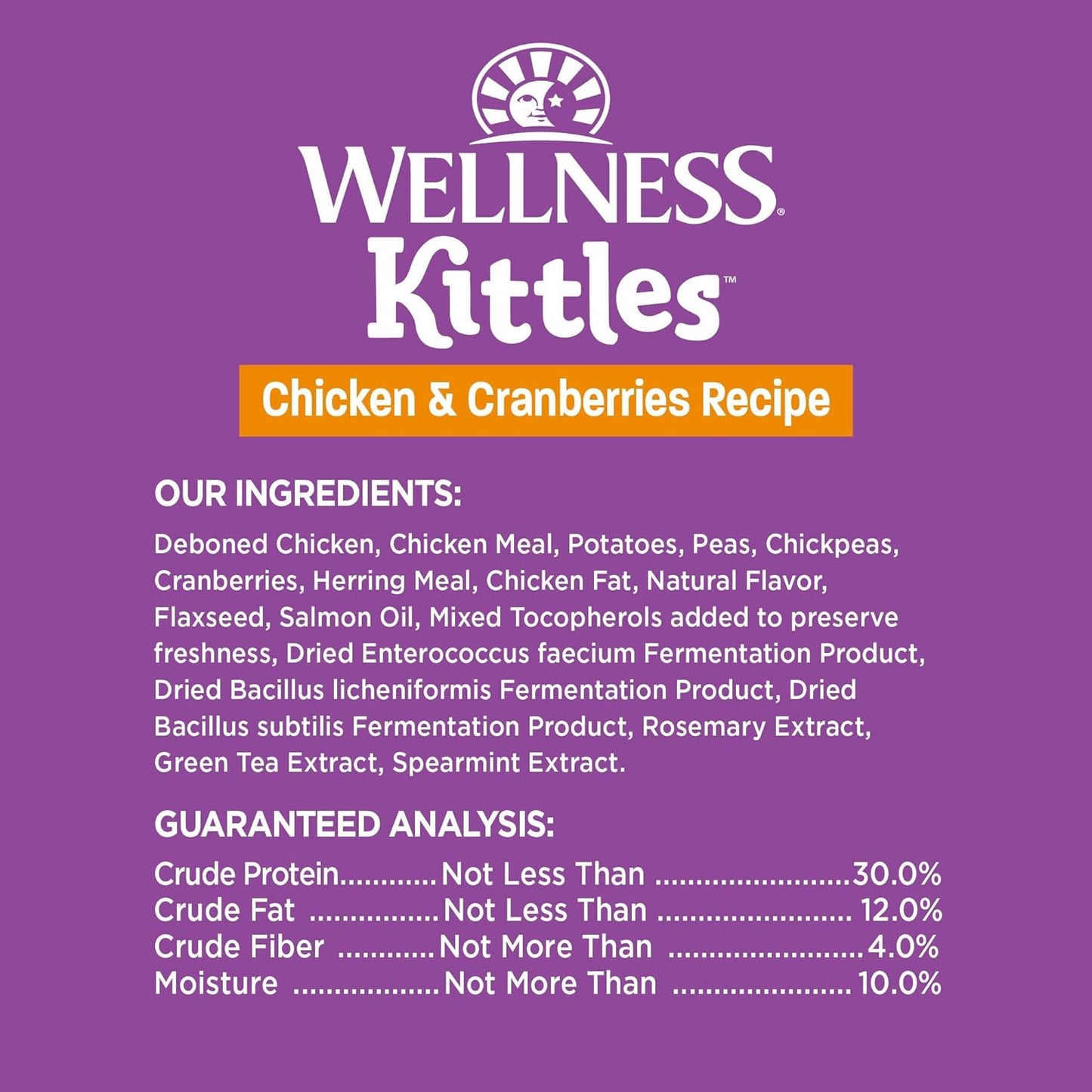 Wellness Kittles Crunchy Natural Grain Free Cat Treats, Chicken & Cranberry, 2-Ounce Bag