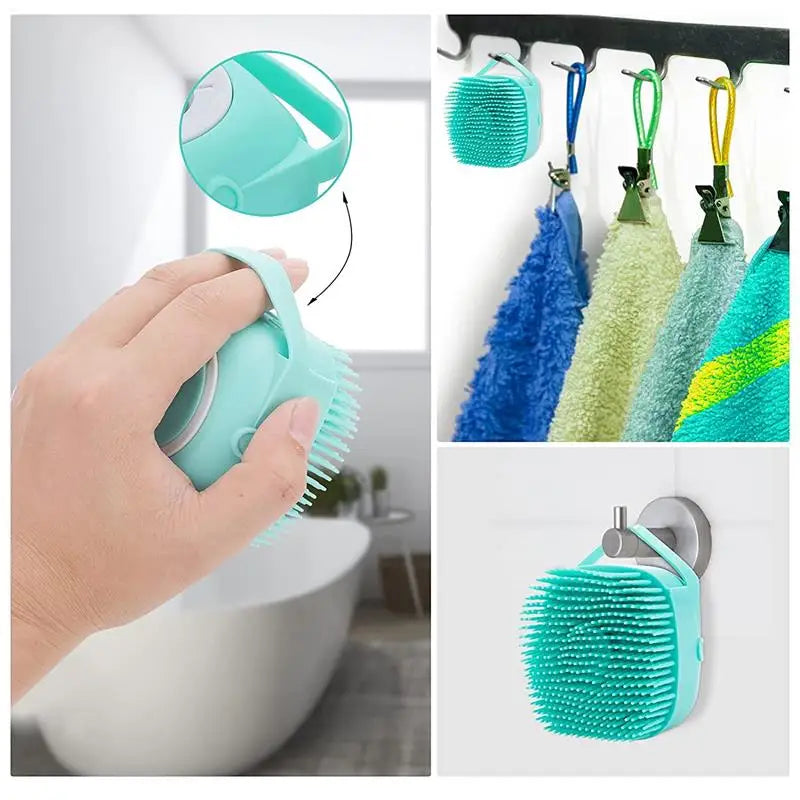 Pet Bath Brush Dog Cat Massage Shampoo Dispenser Silicone Pet Hair Comb Grooming Tool Puppy Hair Removal Brushes Pets Supplies