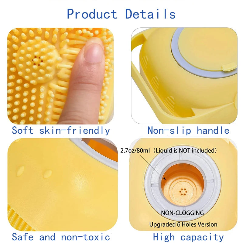 Pet Bath Brush Dog Cat Massage Shampoo Dispenser Silicone Pet Hair Comb Grooming Tool Puppy Hair Removal Brushes Pets Supplies